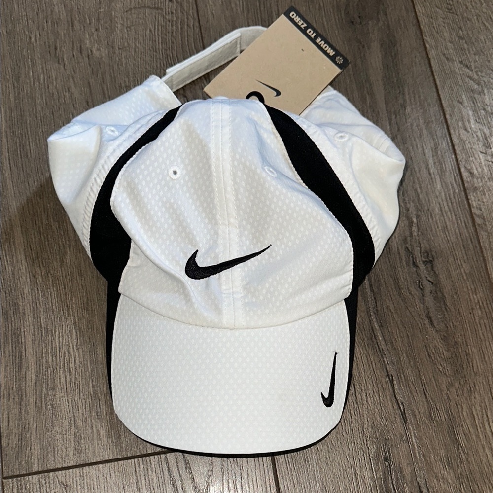 Nike White and Black Dri-FIT Cap